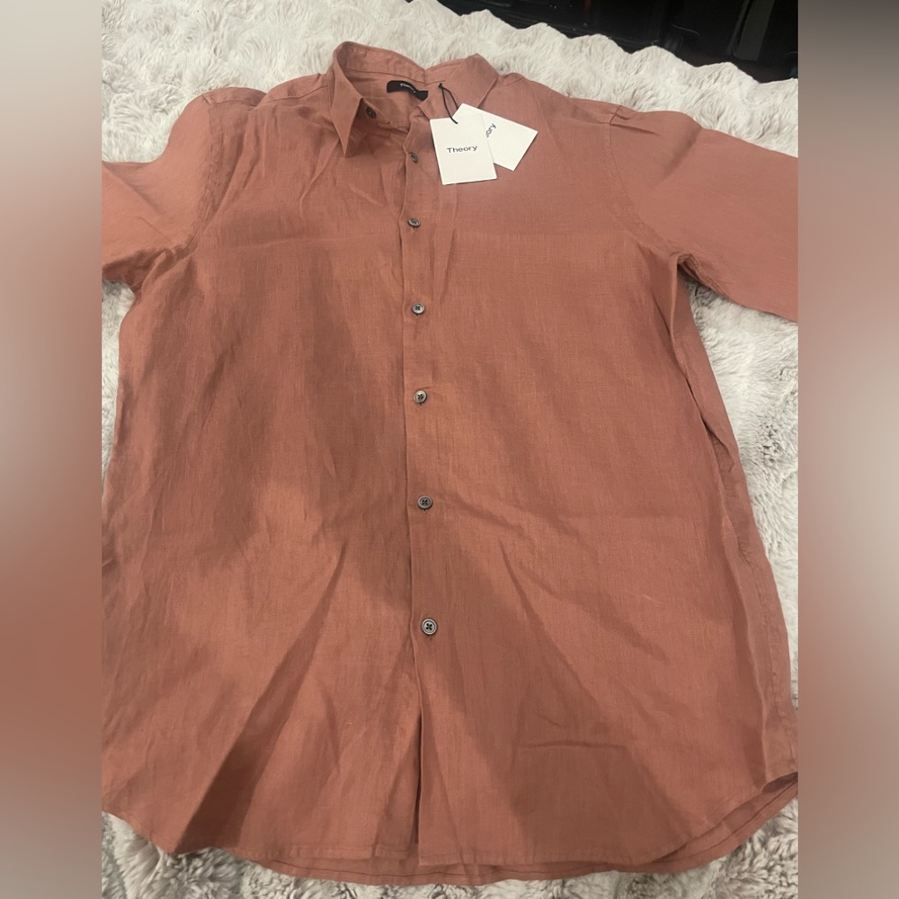 Theory Burlwood Mens Linen Shirt Sz L - Picture 2 of 9